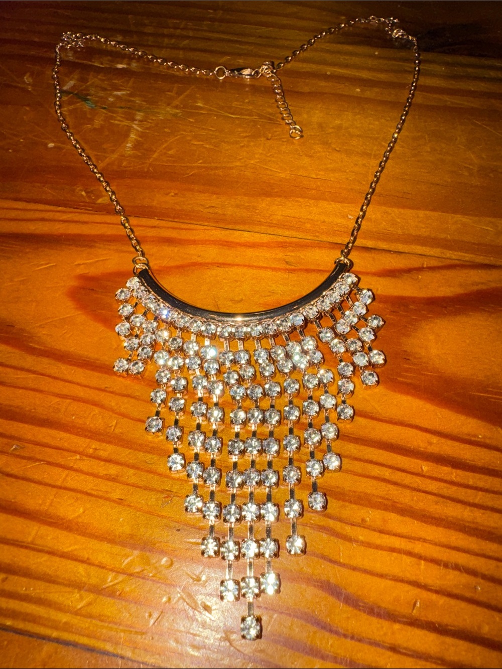 Gold Crystal Fringe Statement Necklace - Women Jewelry